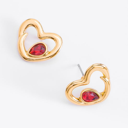 Aretes Corazon Rubi